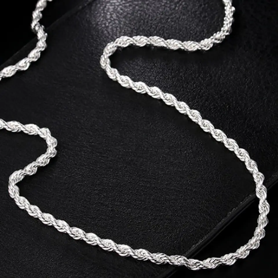 Cadena Torbillon Chapado Plata 925 60cm y 50cm 4mm 23g Collar Hombre 6