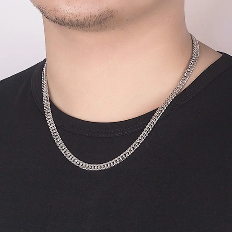 Cadena Triple Grumet Chapado Plata 925 Collar 6mm De Hombre 4