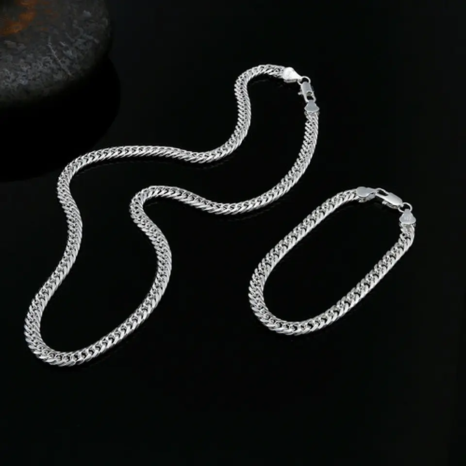 Cadena Triple Grumet Chapado Plata 925 Collar 6mm De Hombre 5