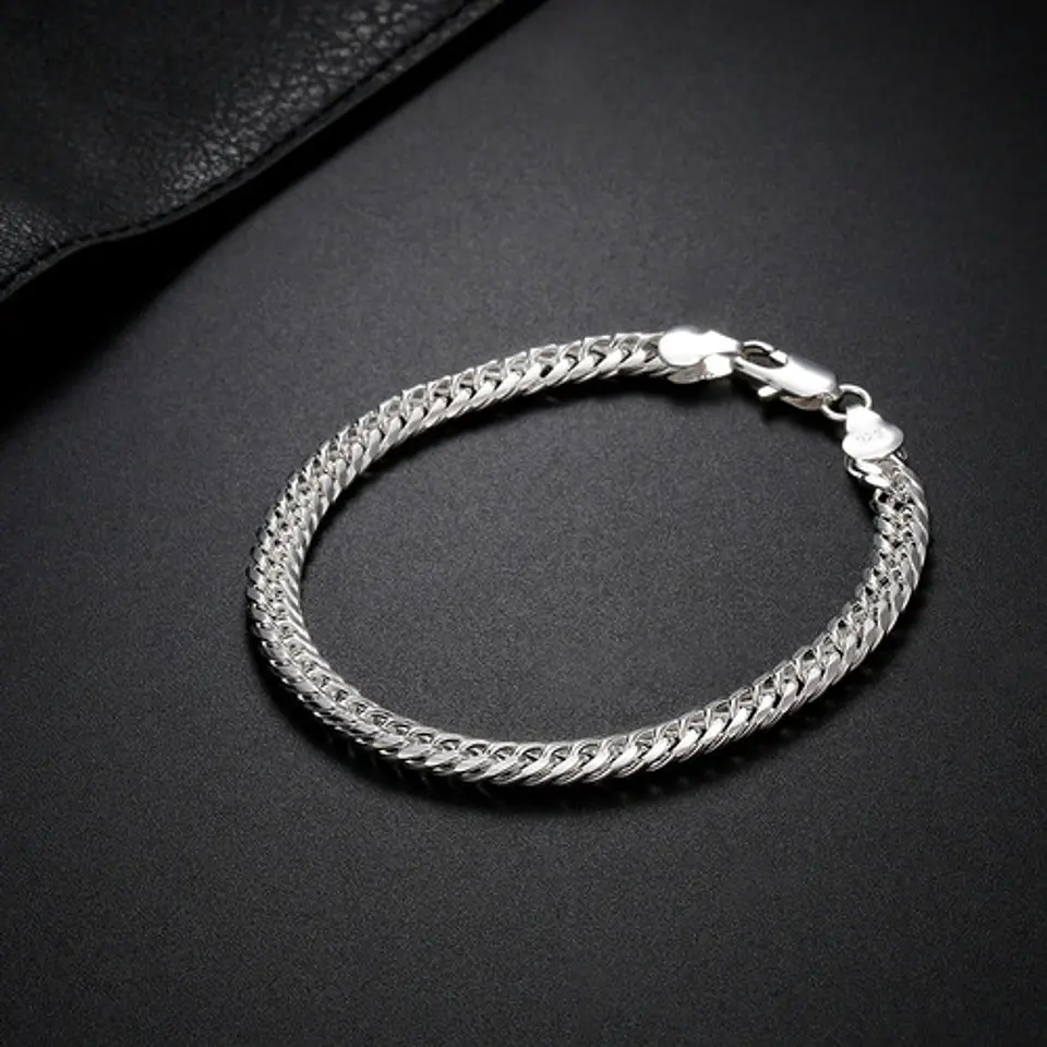 Pulsera Triple Grumet Chapado Plata 925 6mm Hombre 2