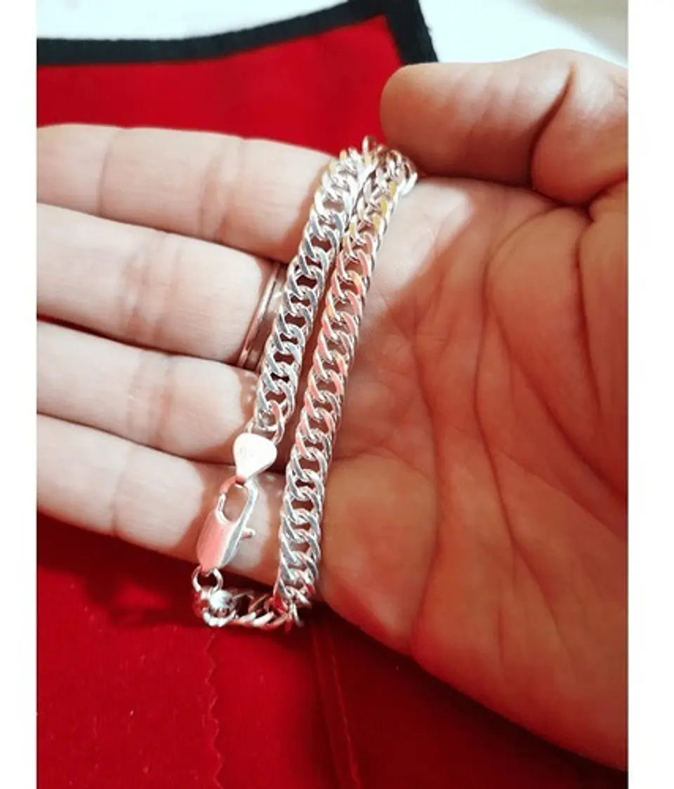 Pulsera Triple Grumet Chapado Plata 925 6mm Hombre 4
