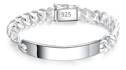 Pulsera Piocha Esclava Grumet 10mm 20cm Chapado Plata 925
