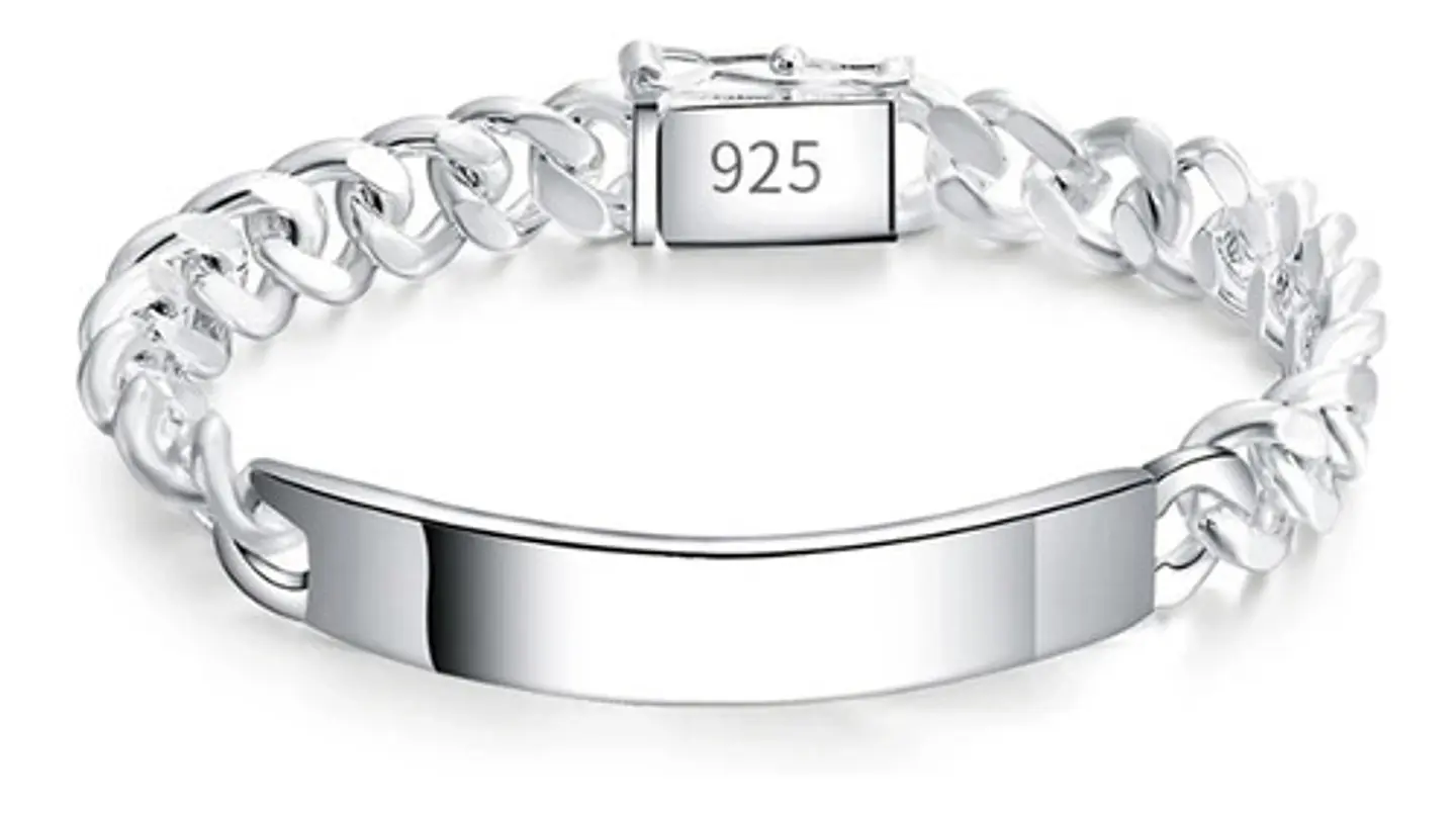 Pulsera Piocha Esclava Grumet 10mm 20cm Chapado Plata 925 1
