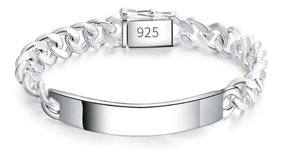 Pulsera Piocha Esclava Grumet 10mm 20cm Chapado Plata 925 1