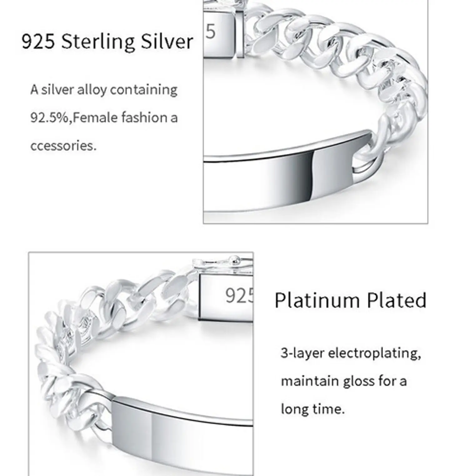 Pulsera Piocha Esclava Grumet 10mm 20cm Chapado Plata 925 2