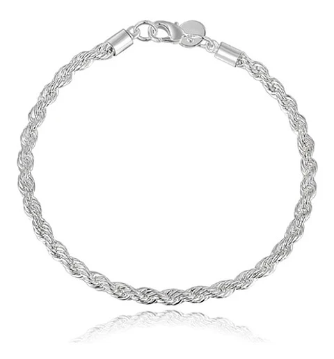Pulsera Torbillon Chapado en Plata 925 4mm 21cm Hombre