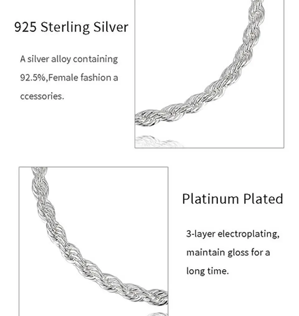 Pulsera Torbillon Chapado en Plata 925 4mm 21cm Hombre 2