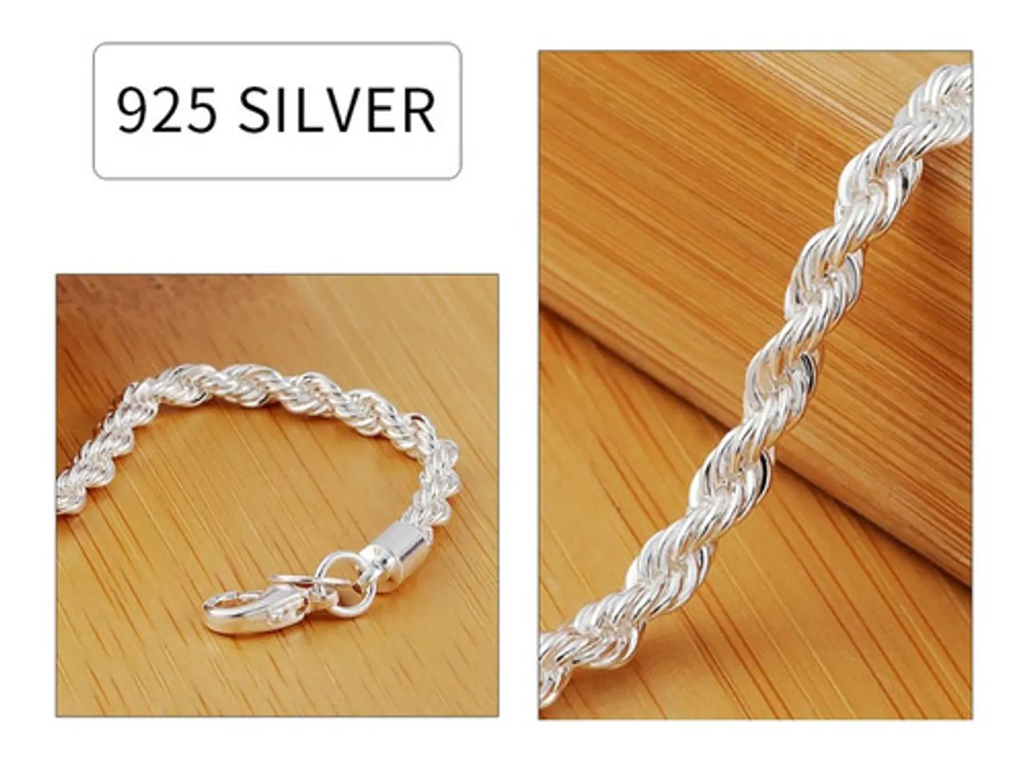Pulsera Torbillon Chapado en Plata 925 4mm 21cm Hombre 3