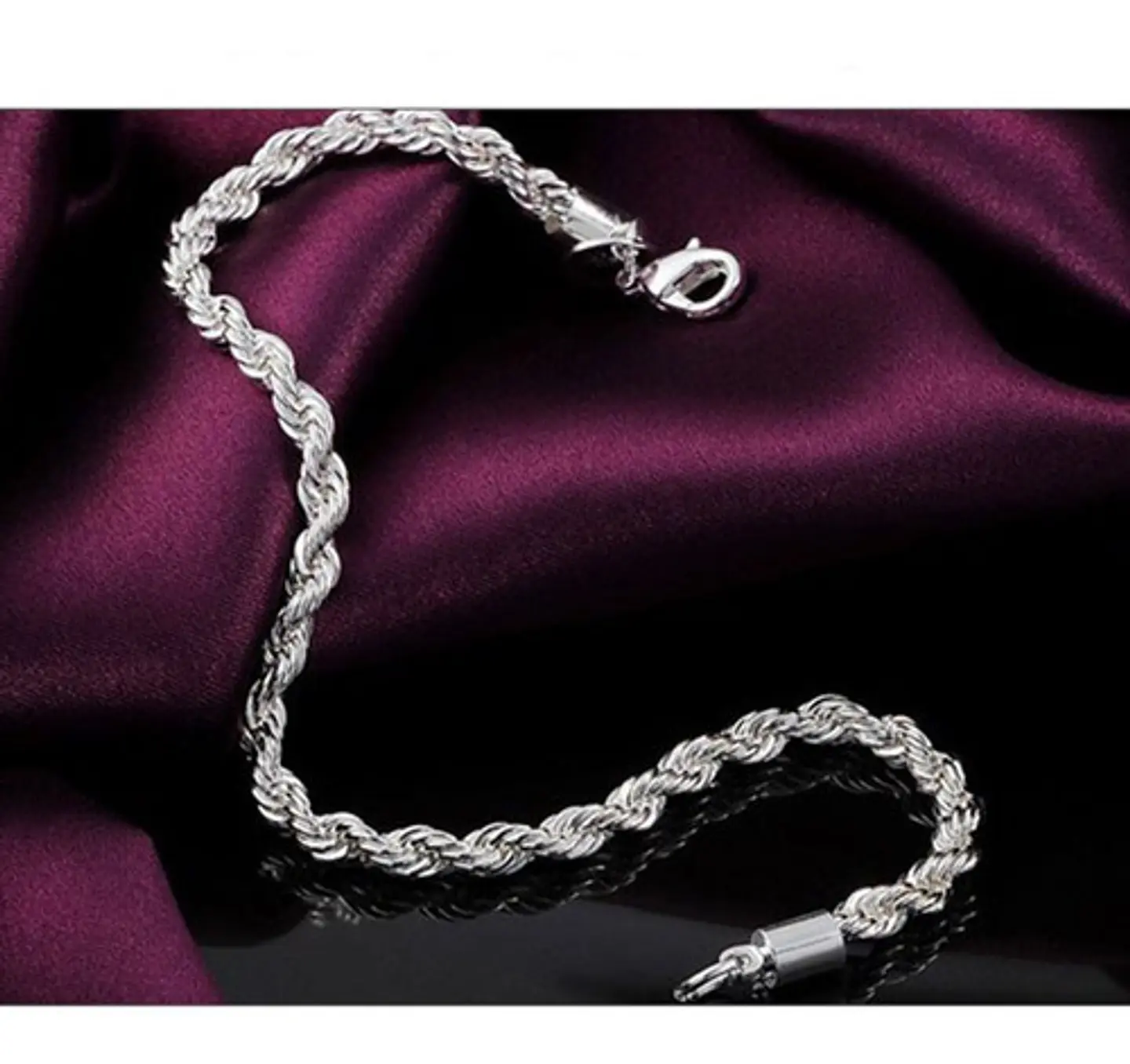 Pulsera Torbillon Chapado en Plata 925 4mm 21cm Hombre 4