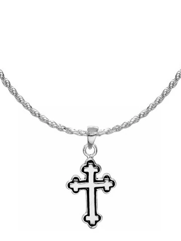 Colgante Cruz + Cadena Tourbillon Plata Fina Italiana 925 