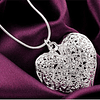 Collar Corazón Flor Tallado Plata 925 Cadena Tipo Serpiente 4