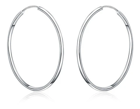 Aros De Plata Fina 925 Argollas 50mm Grandes