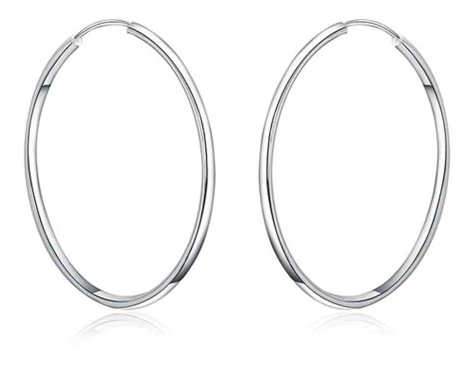 Aros De Plata Fina 925 Argollas 50mm Grandes 1