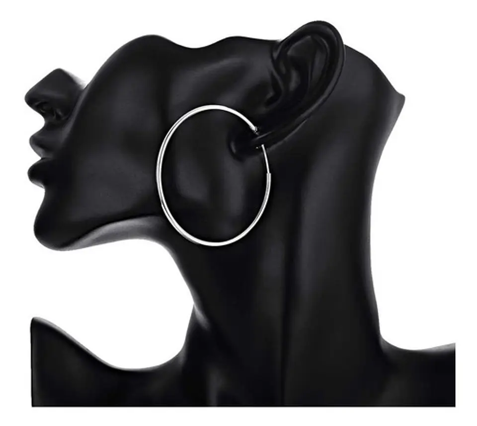 Aros De Plata Fina 925 Argollas 50mm Grandes 2