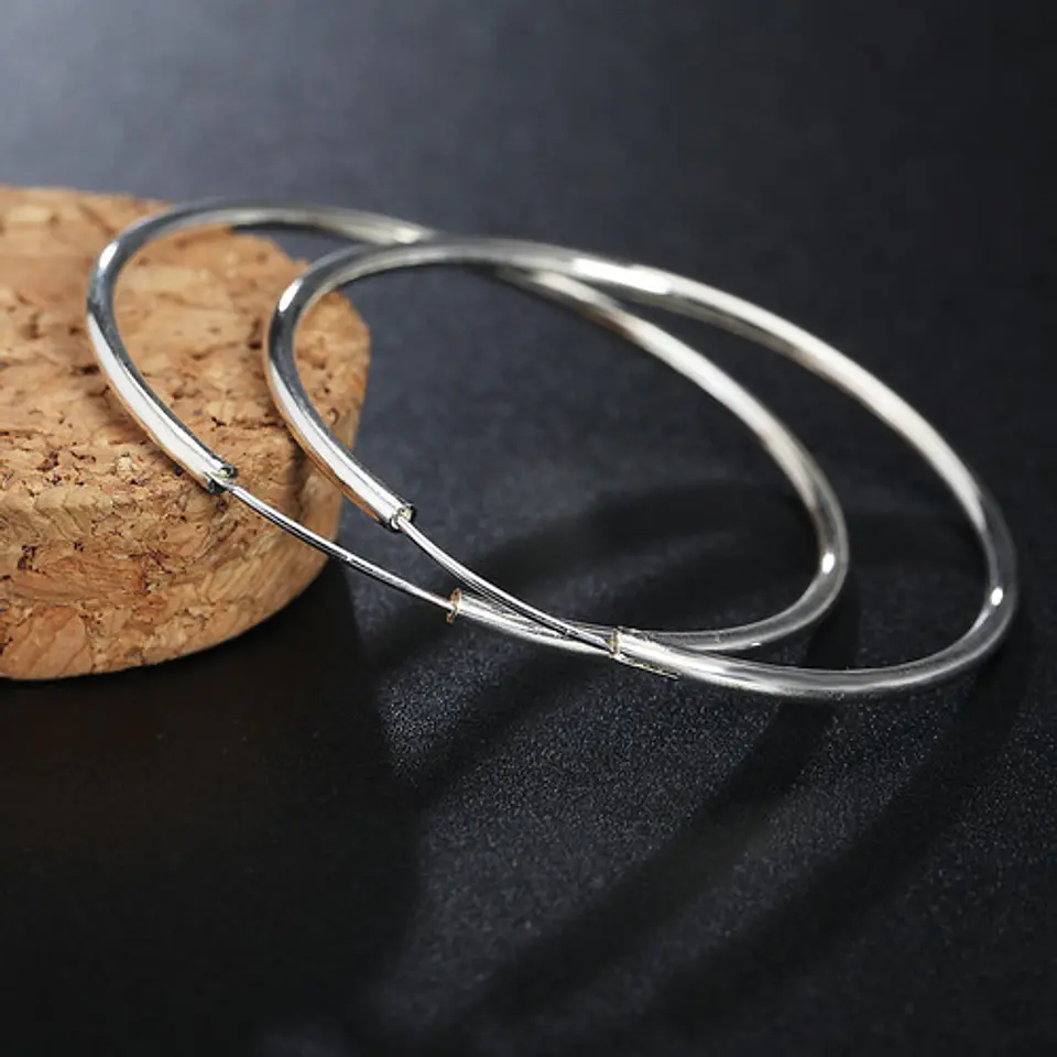 Aros De Plata Fina 925 Argollas 50mm Grandes 4
