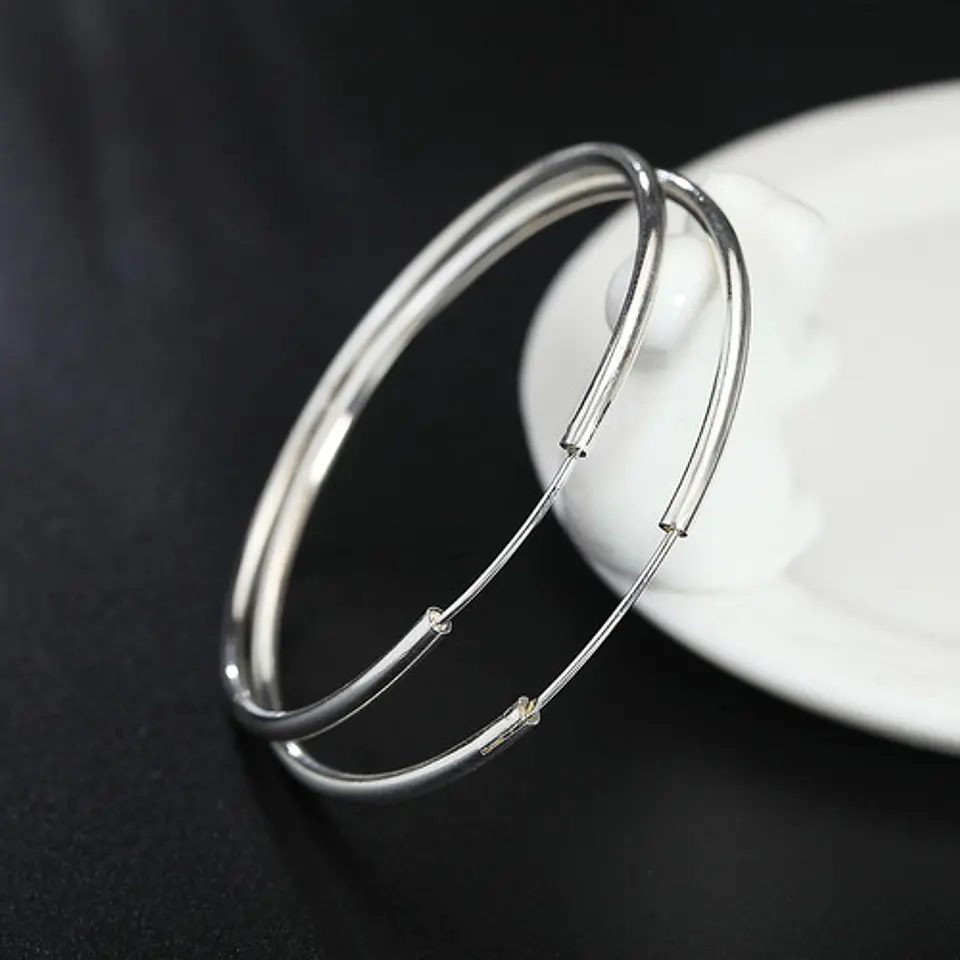 Aros De Plata Fina 925 Argollas 50mm Grandes 6