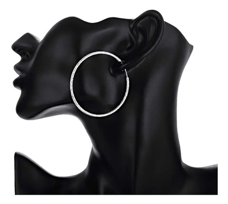 Aros De Plata Fina 925 Argollas 50mm Grandes 8