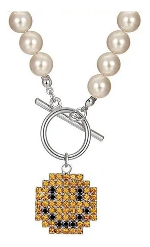 Gargantilla De Cristal Con Sonrisa Collar Perlas Moda Kpop