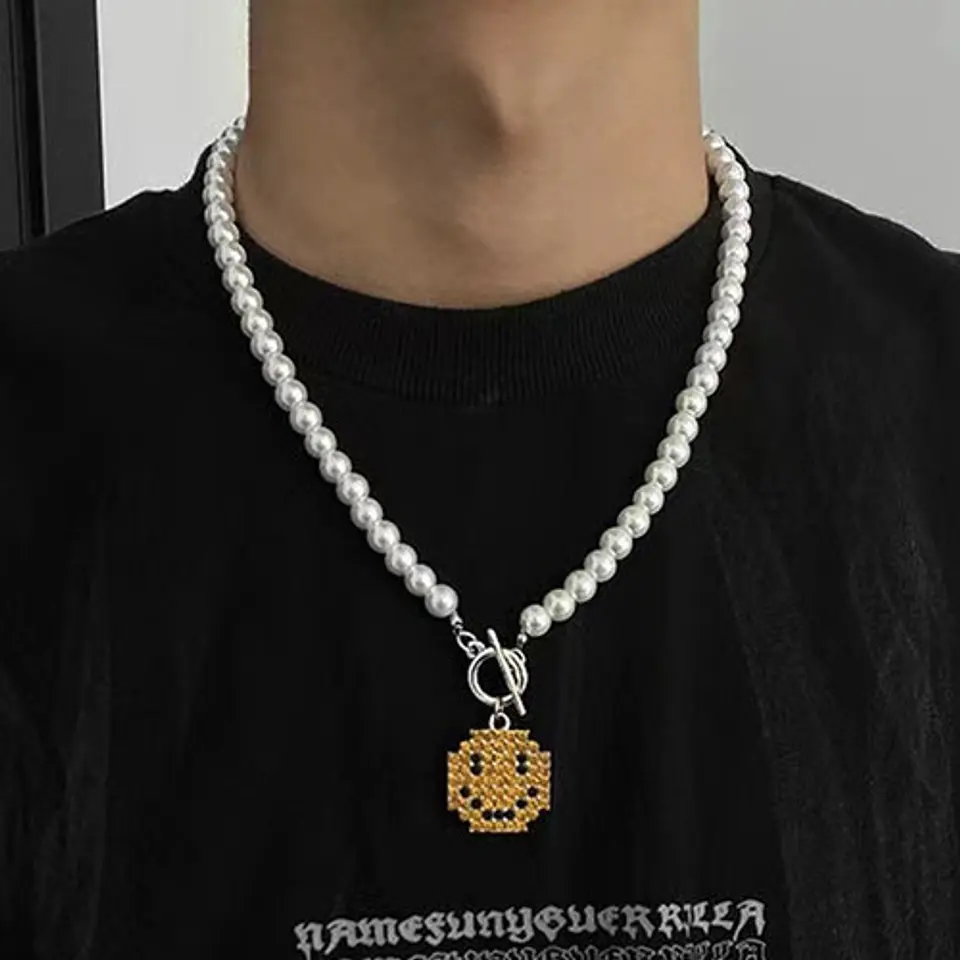 Gargantilla De Cristal Con Sonrisa Collar Perlas Moda Kpop 2