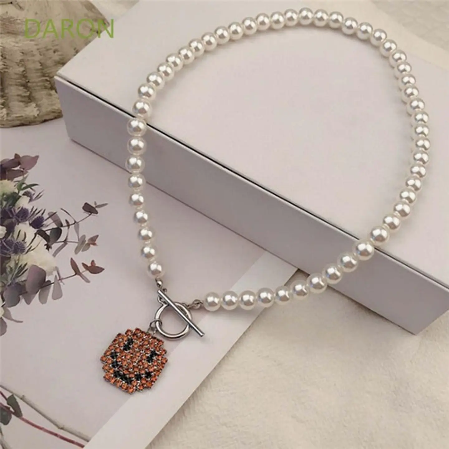 Gargantilla De Cristal Con Sonrisa Collar Perlas Moda Kpop 4