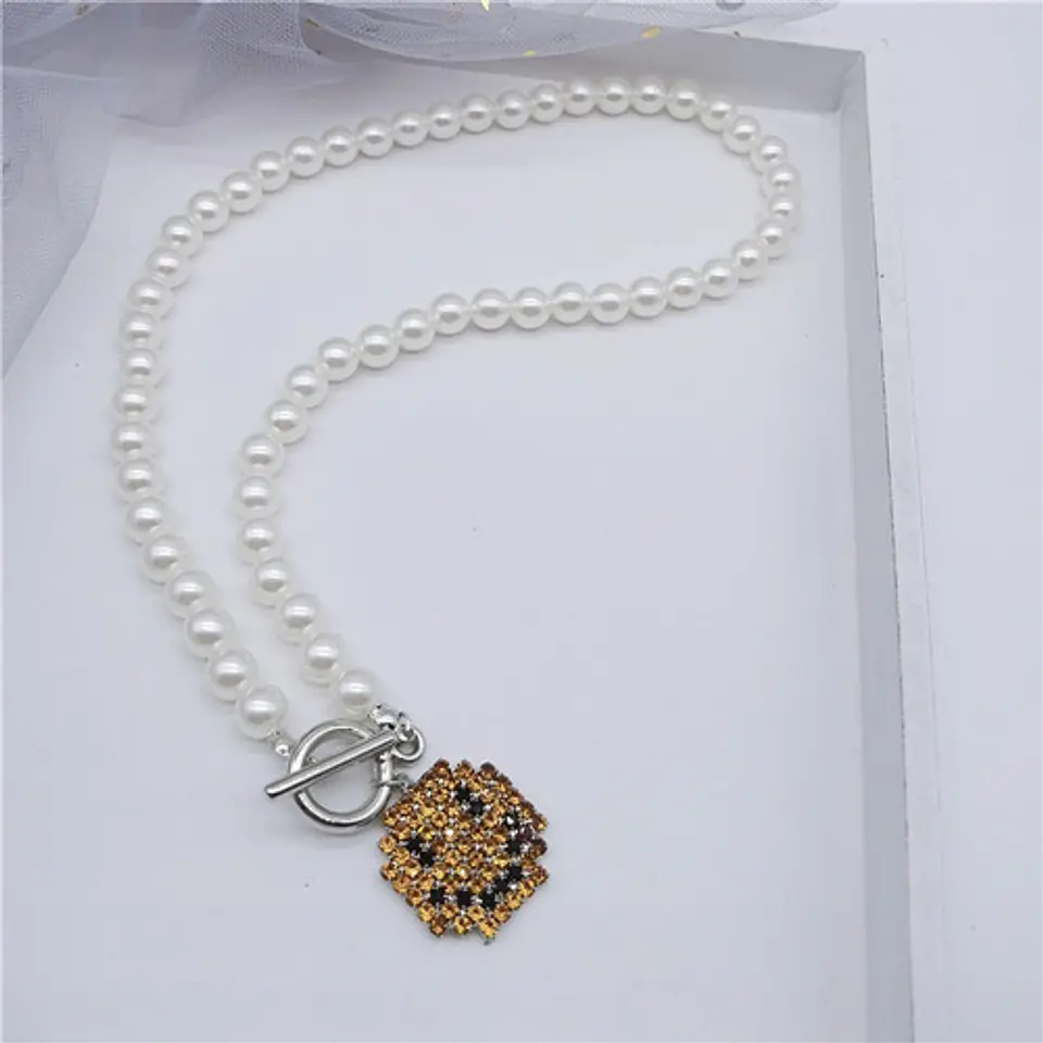 Gargantilla De Cristal Con Sonrisa Collar Perlas Moda Kpop 5