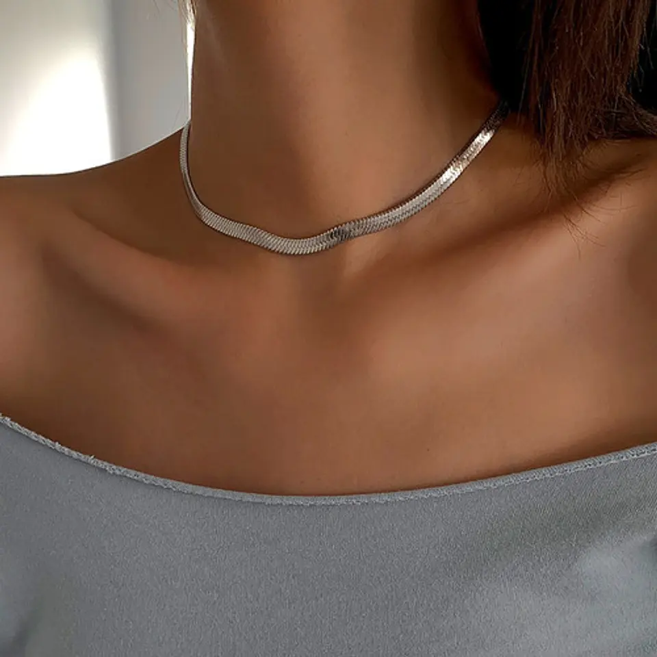 Gargantilla Choker Acero Quirúrgico Serpiente Unisex Plateado 8