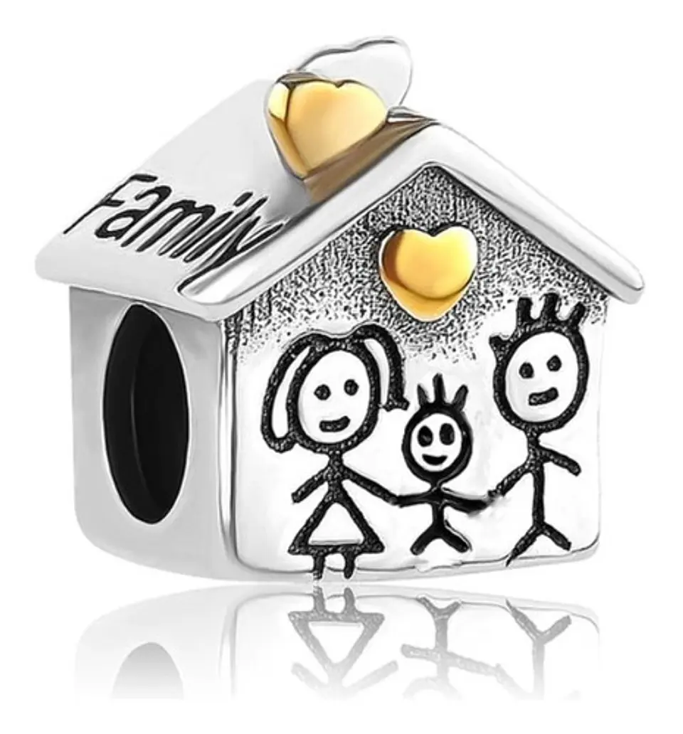Charm Family House Casa Familia Plata Ley 925 Estilo Pandora 1