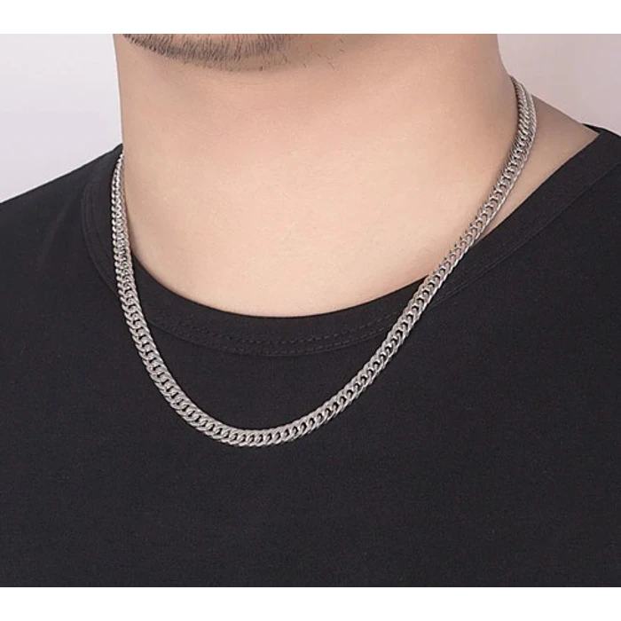 Set Cadena + Pulsera Triple Grumet Chapado Plata 925 6mm 3