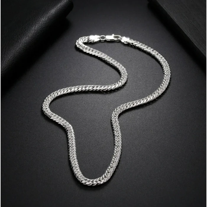 Set Cadena + Pulsera Triple Grumet Chapado Plata 925 6mm 5