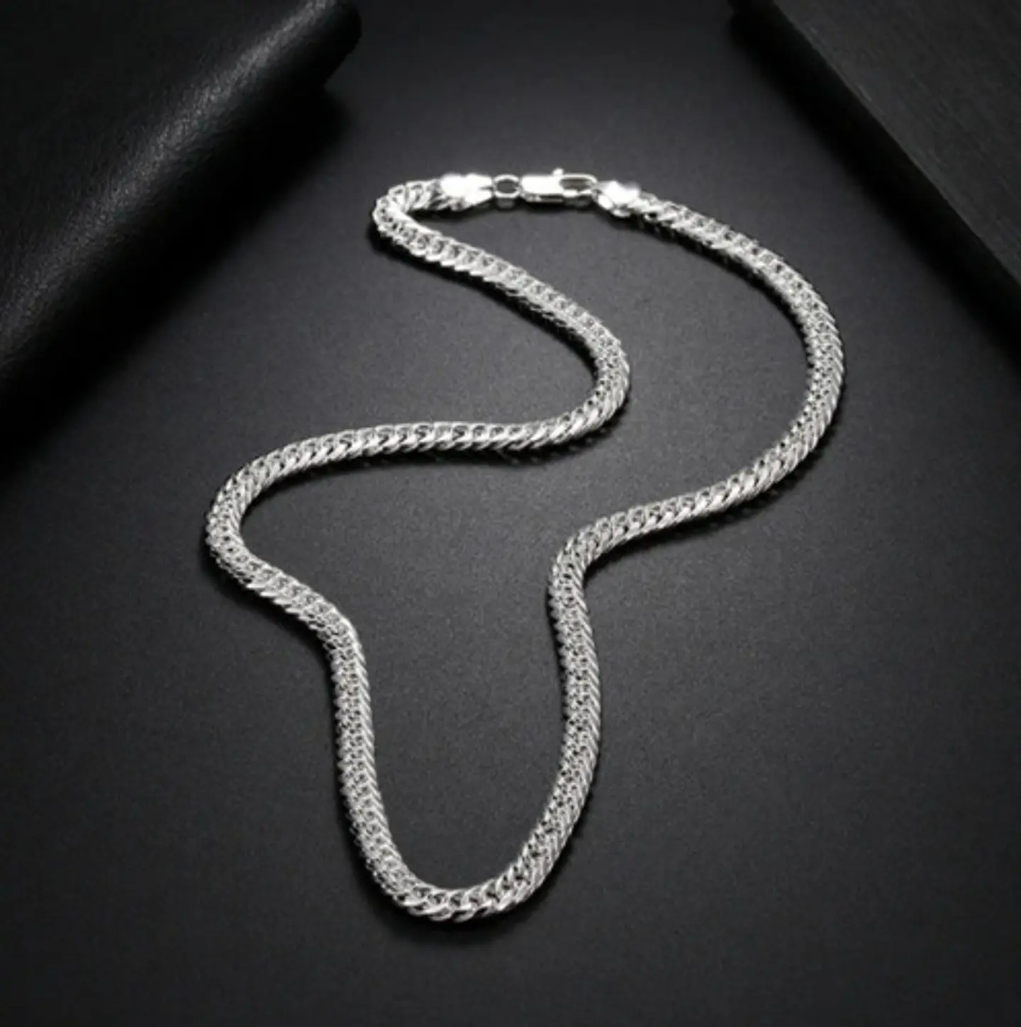 Set Cadena + Pulsera Triple Grumet Chapado Plata 925 6mm 5
