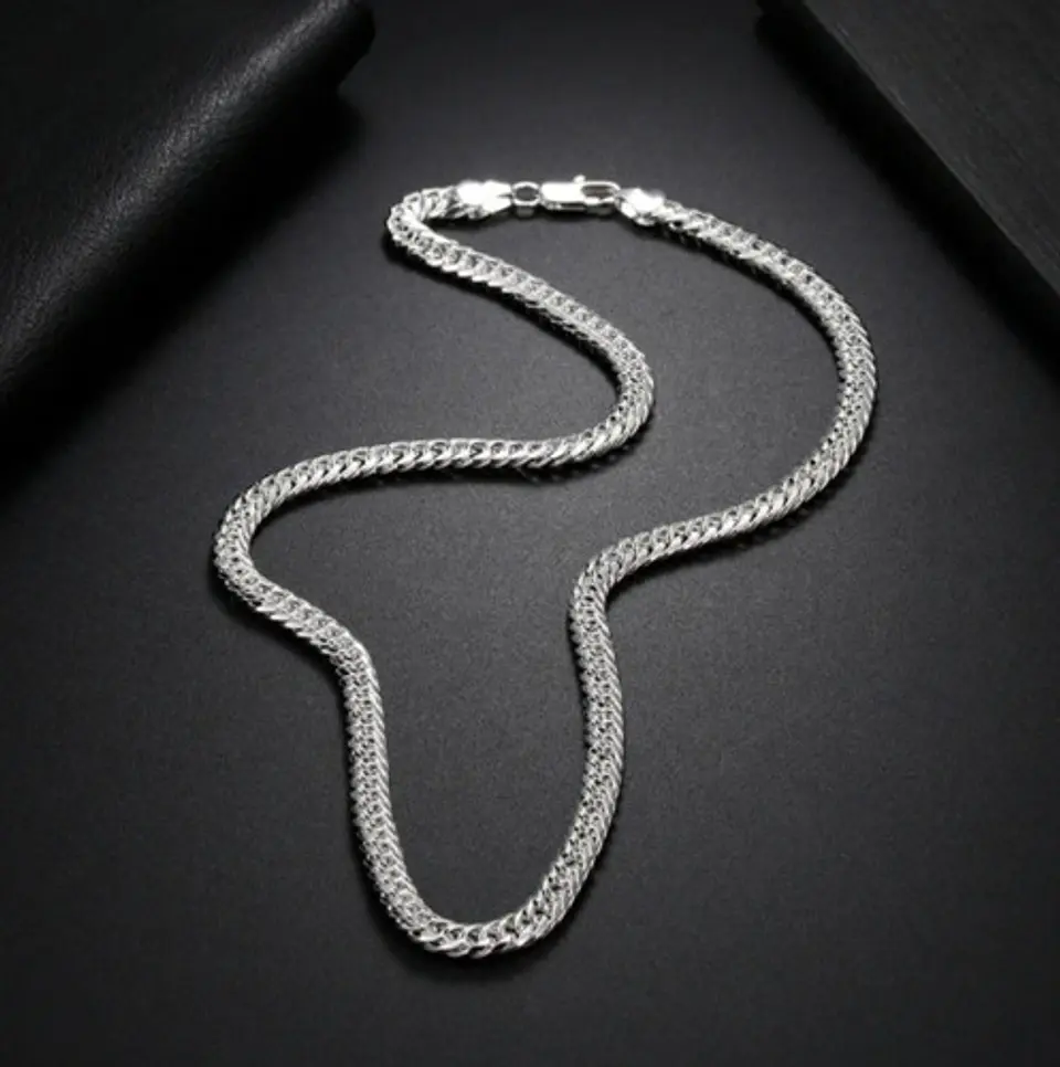 Set Cadena + Pulsera Triple Grumet Chapado Plata 925 6mm 5
