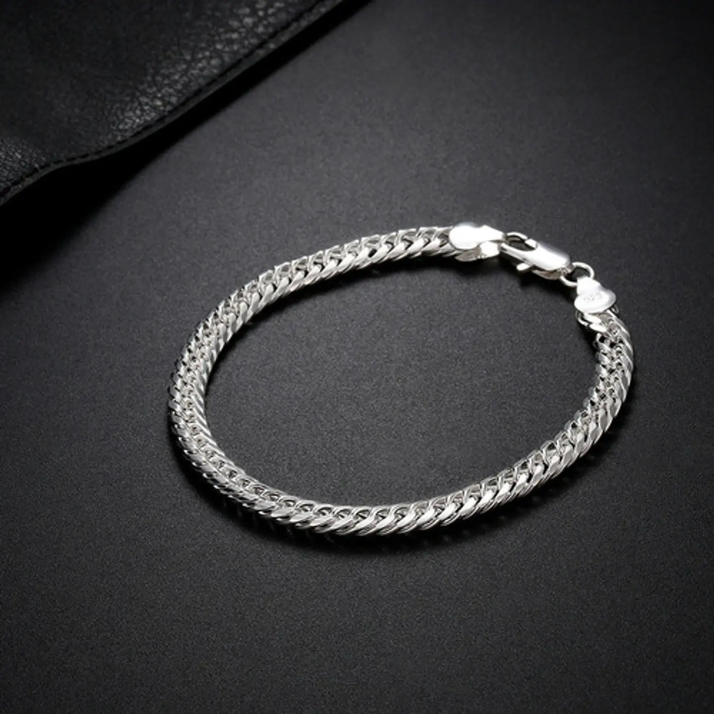 Set Cadena + Pulsera Triple Grumet Chapado Plata 925 6mm 6
