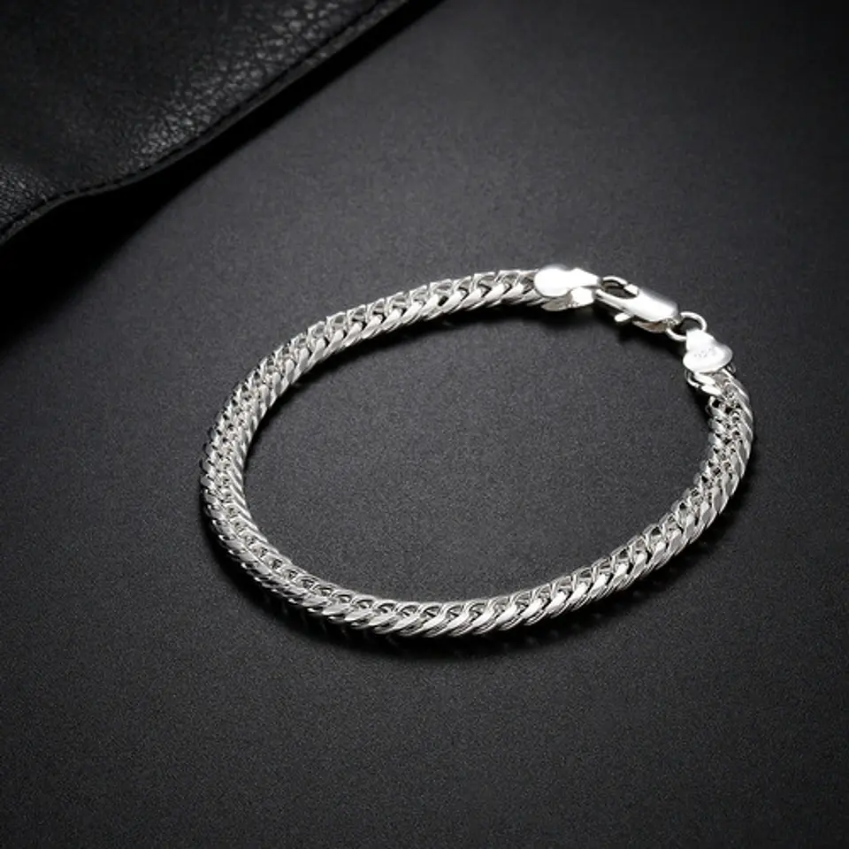 Set Cadena + Pulsera Triple Grumet Chapado Plata 925 6mm 6