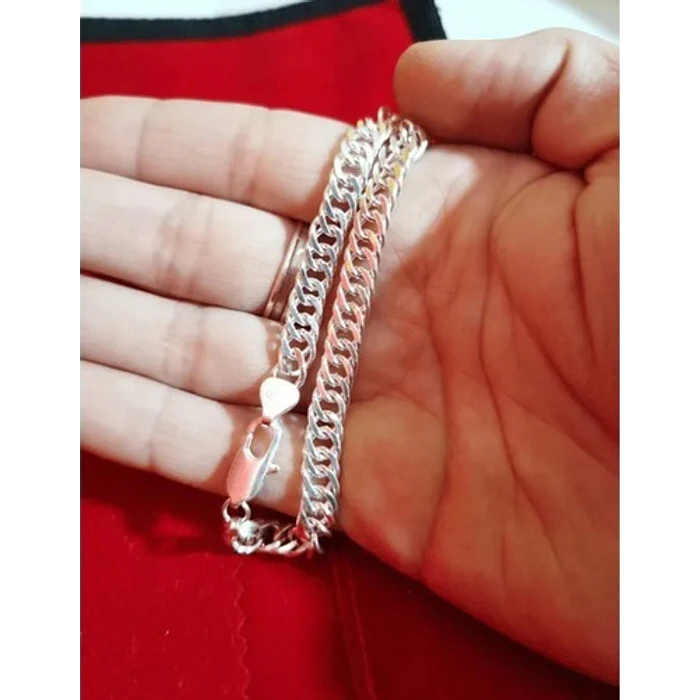Set Cadena + Pulsera Triple Grumet Chapado Plata 925 6mm 7