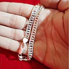 Set Cadena + Pulsera Triple Grumet Chapado Plata 925 6mm 7
