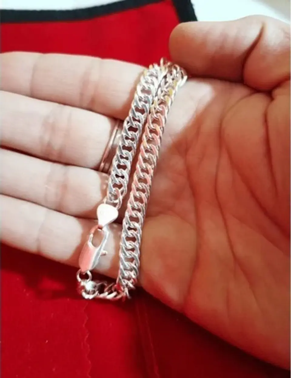 Set Cadena + Pulsera Triple Grumet Chapado Plata 925 6mm 7
