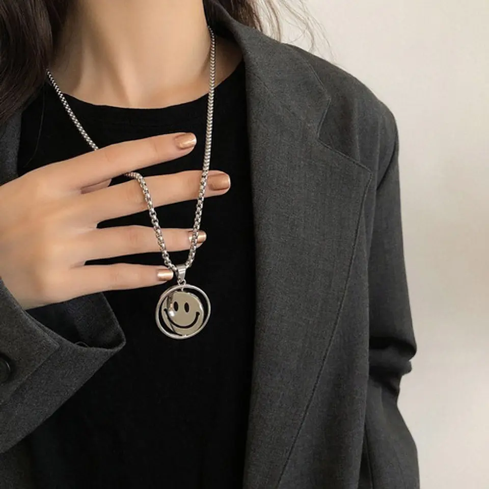 Cadena Smile Acero Inoxidable Drew Sonrisa Moda Kpop Collar 11