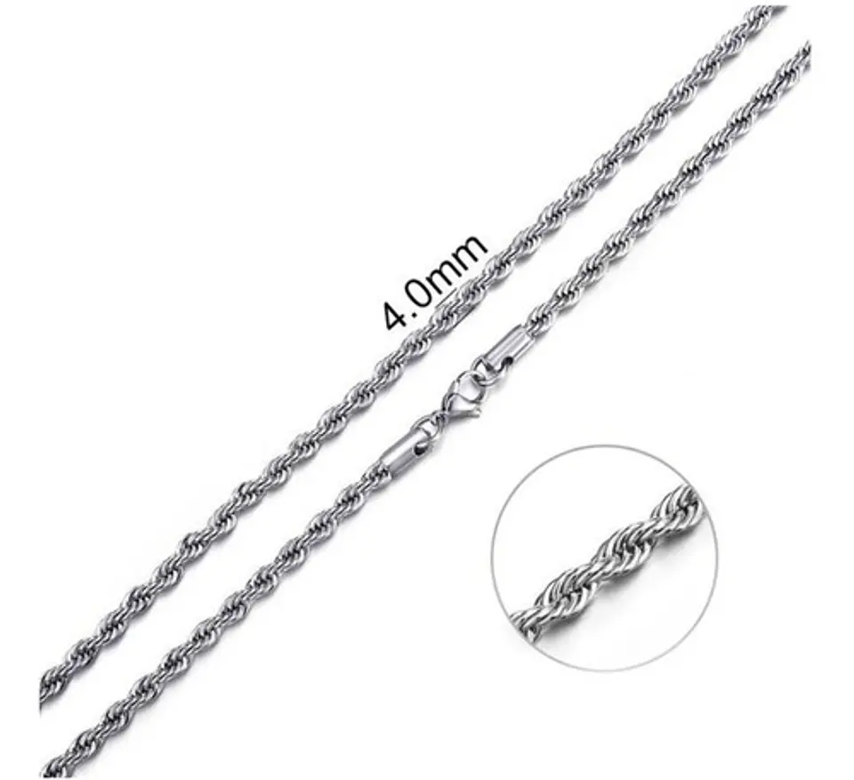 Collar Cadena Hombre Acero Inoxidable Torbillon 4mm 50-60cm 2