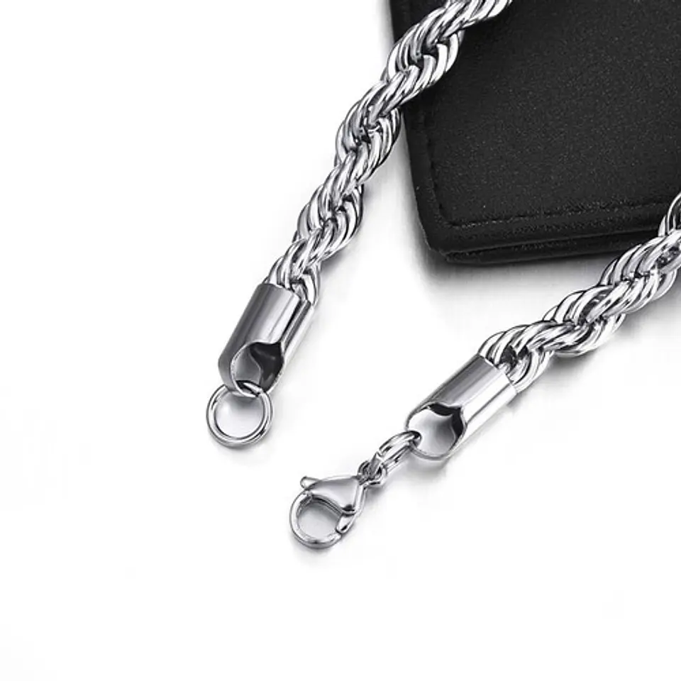Collar Cadena Hombre Acero Inoxidable Torbillon 4mm 50-60cm 5