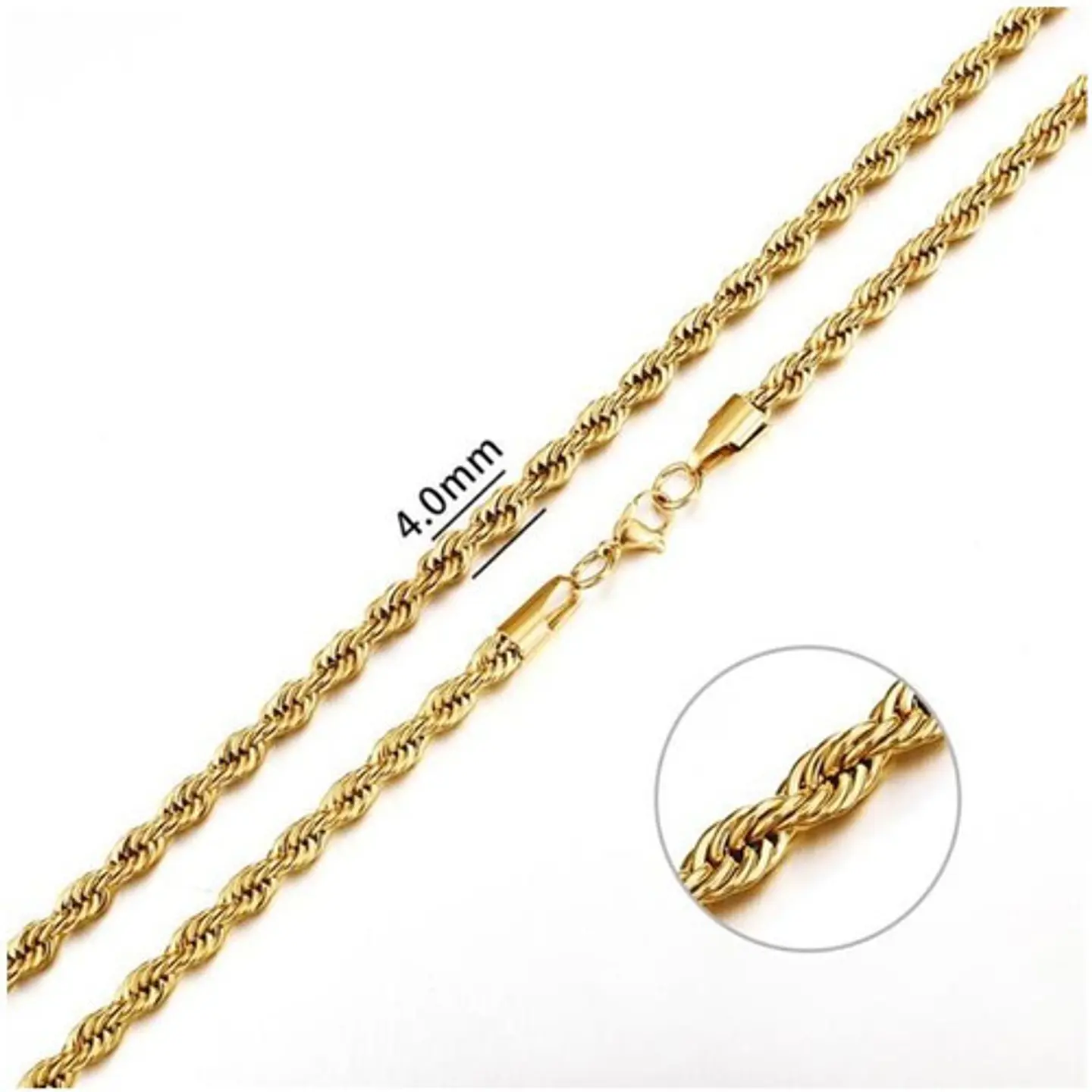 Collar Cadena Hombre Acero Inoxidable Torbillon 4mm 50-60cm 8