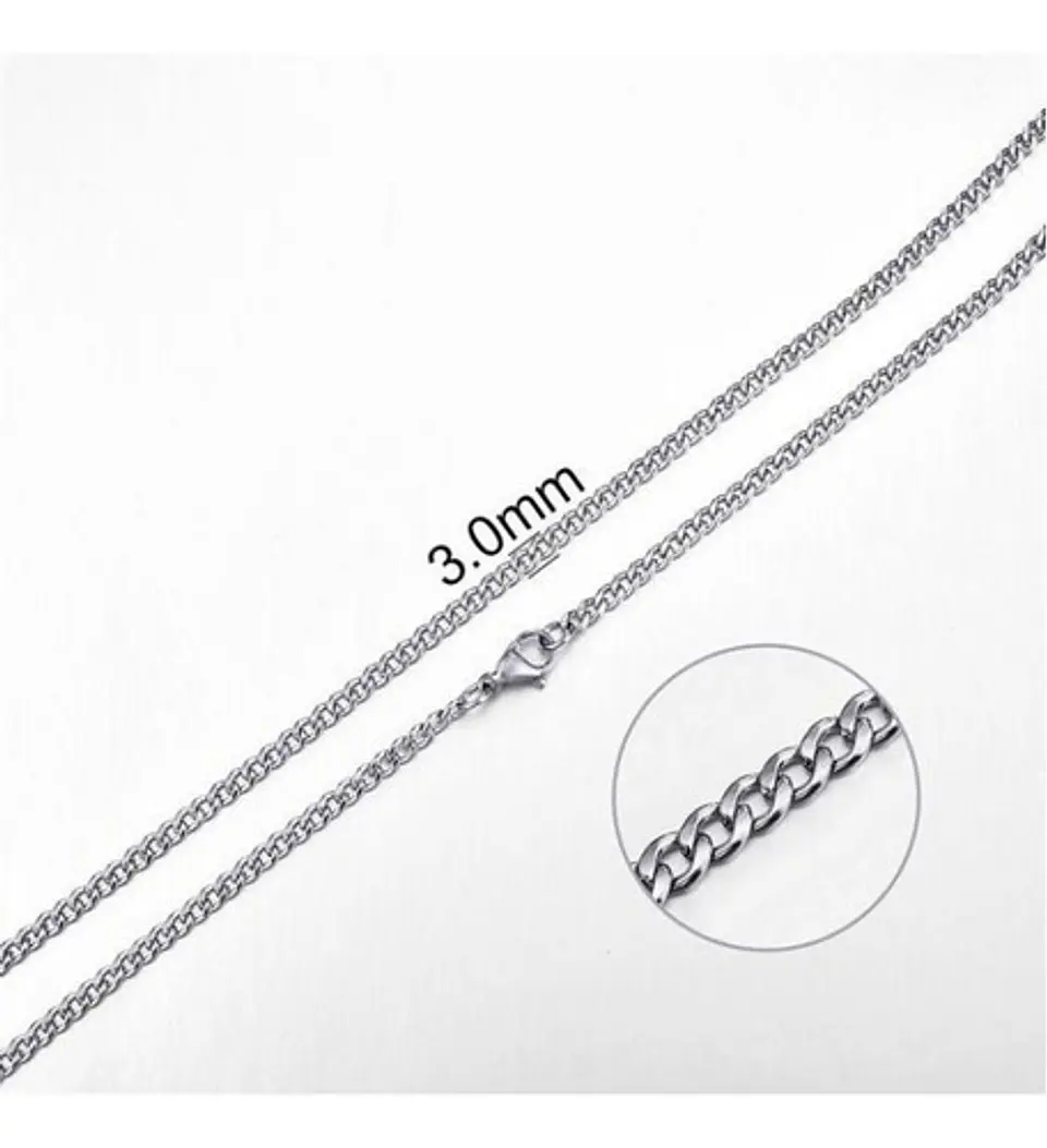 Collar Cadena Hombre Acero Inoxidable Grumet 3mm 50cm 60cm 2