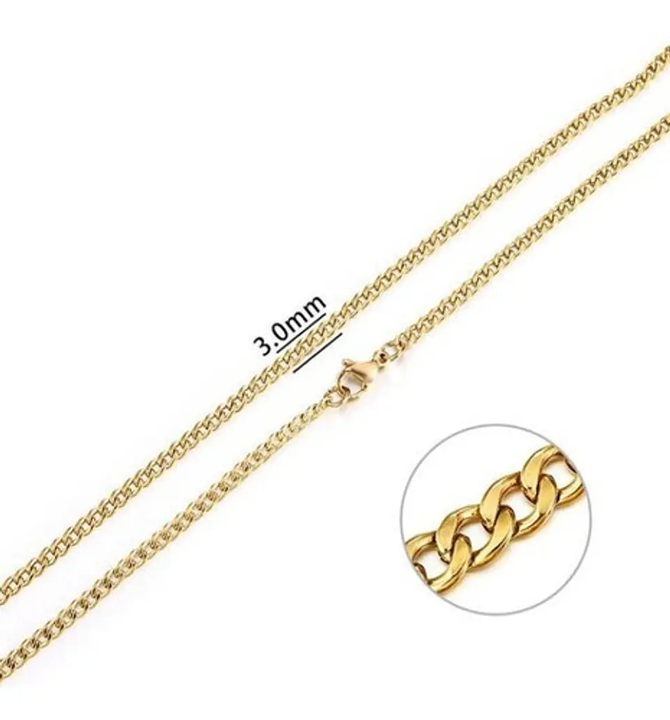 Collar Cadena Hombre Acero Inoxidable Grumet 3mm 50cm 60cm 6