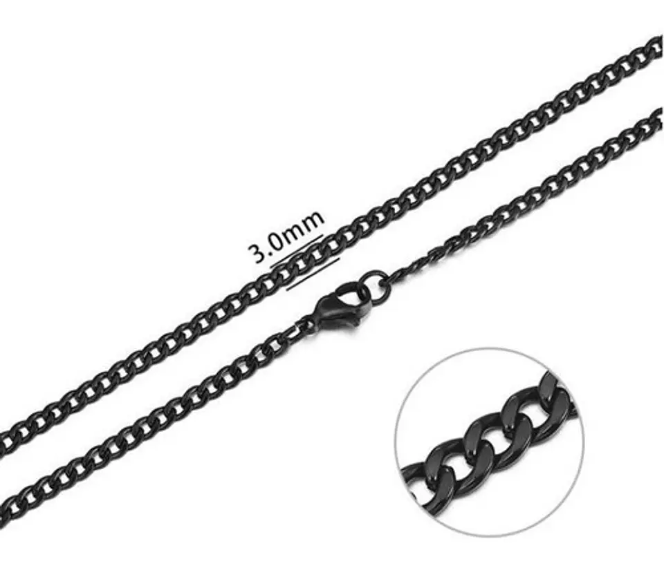Collar Cadena Hombre Acero Inoxidable Grumet 3mm 50cm 60cm 10