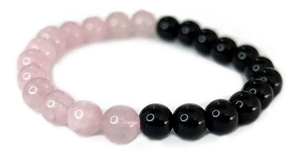 Pulsera De Piedras Naturales Onix Y Cuarzo Yin Yang 4