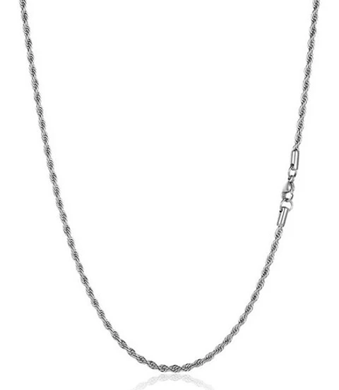 Collar Cadena Hombre Acero Inoxidable Torbillon 2mm 50-60cm