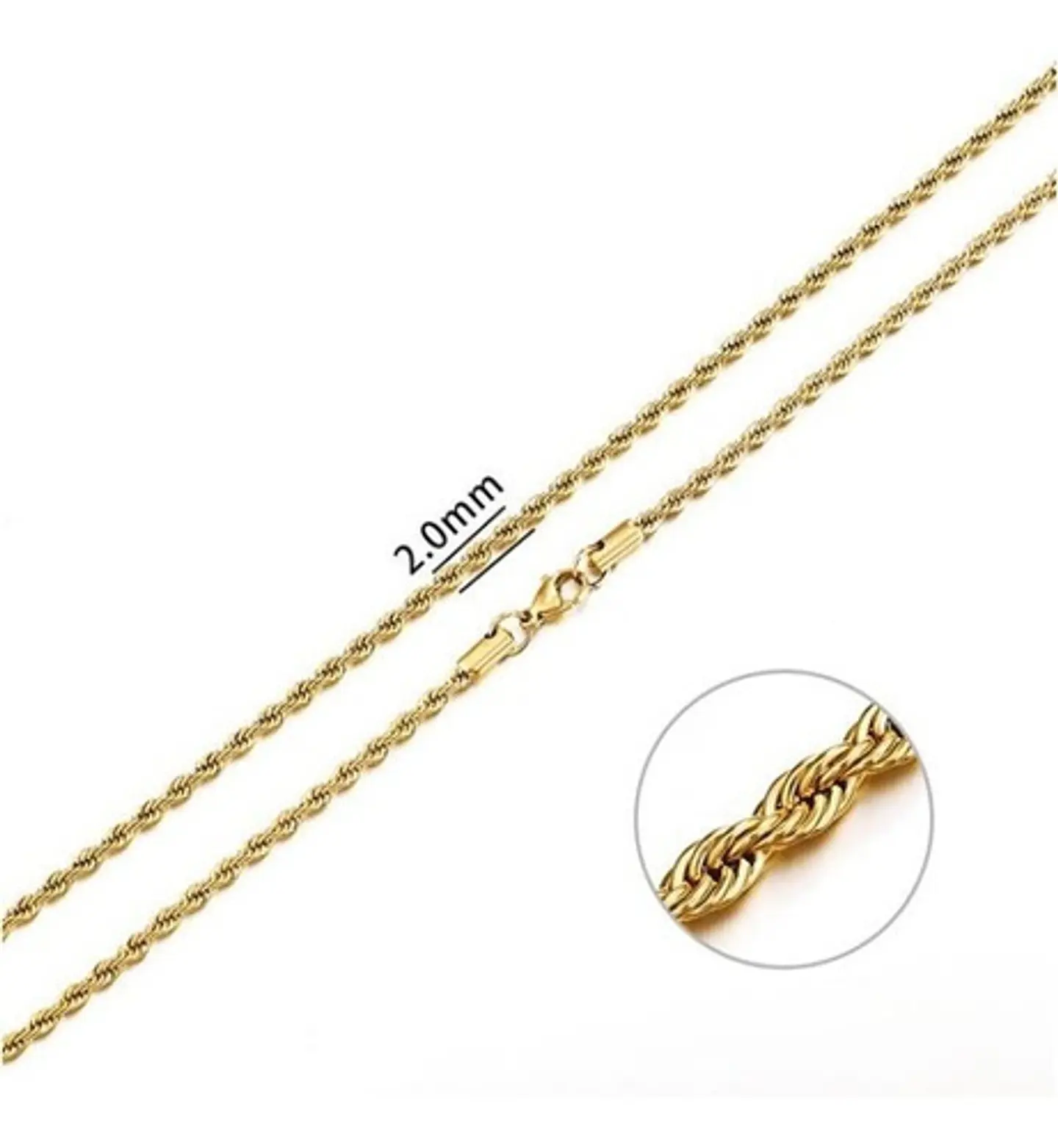 Collar Cadena Hombre Acero Inoxidable Torbillon 2mm 50-60cm 7