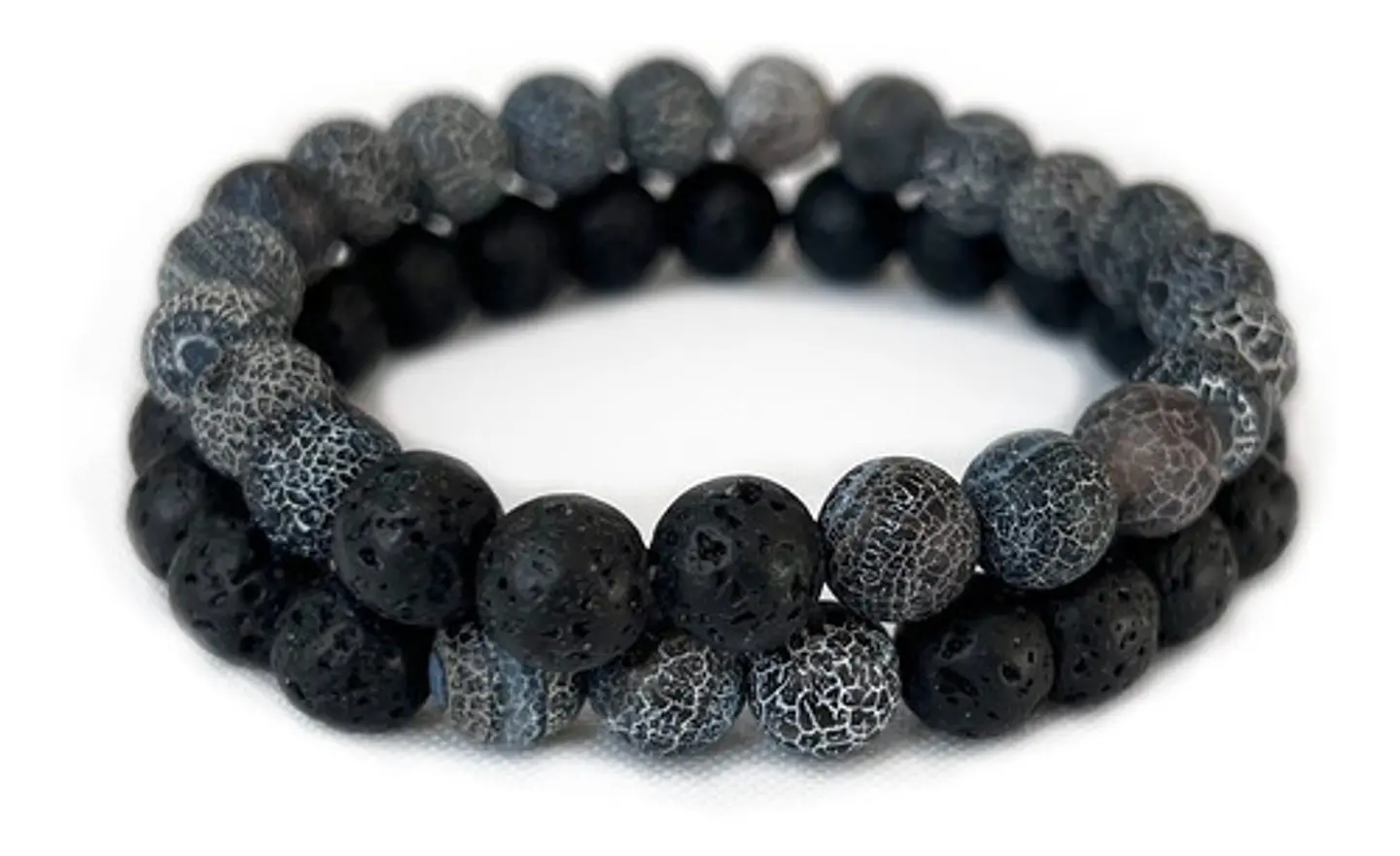 2 Pulsera De Piedras Naturales Onix Cuarzo Volcanita Pareja 4
