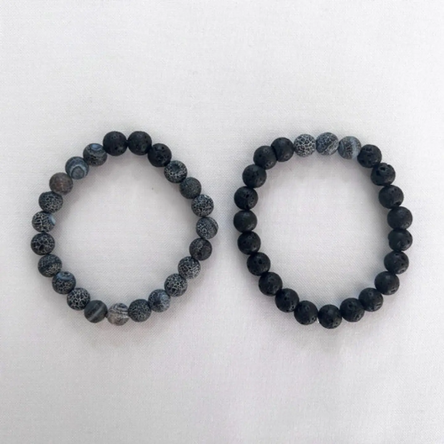 2 Pulsera De Piedras Naturales Onix Cuarzo Volcanita Pareja 5