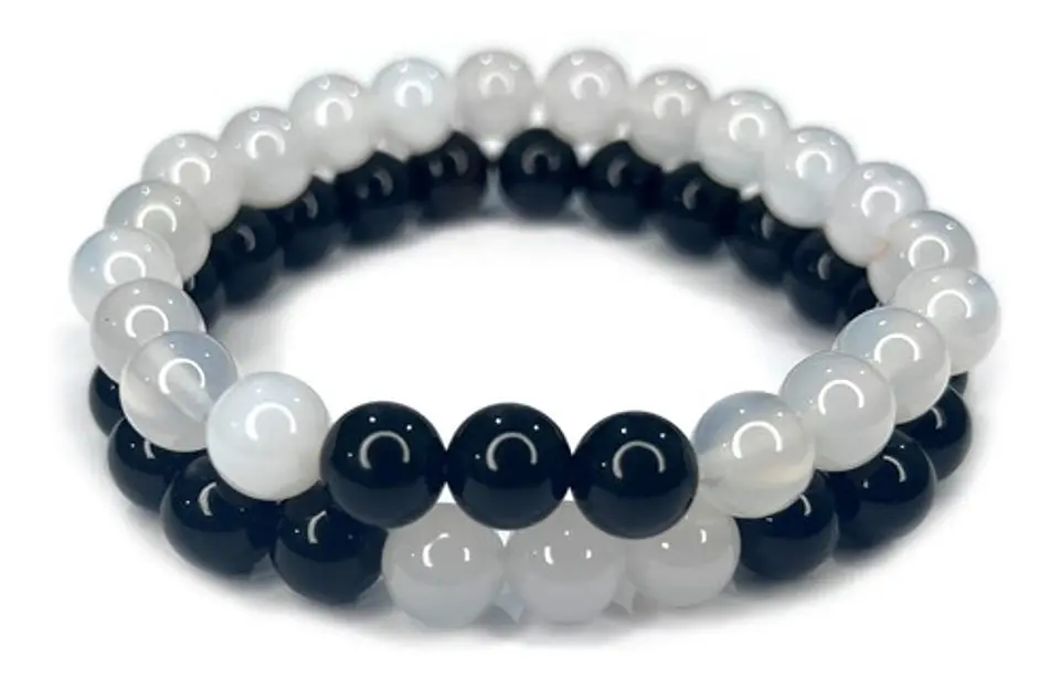 2 Pulsera De Piedras Naturales Onix Cuarzo Volcanita Pareja 7