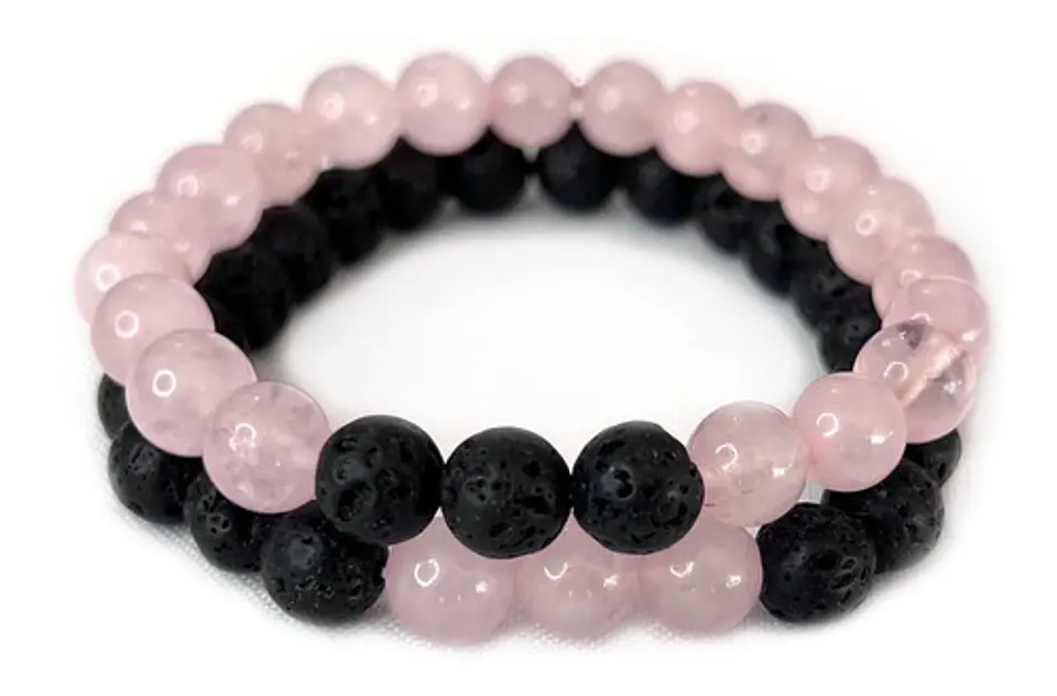 2 Pulsera De Piedras Naturales Onix Cuarzo Volcanita Pareja 10